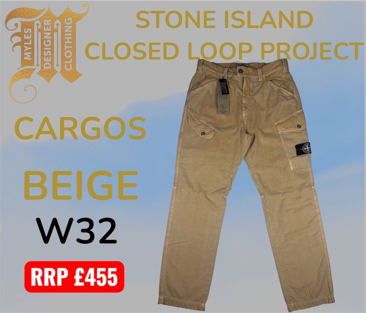 Stone Island Beige Closed Loop Project Cargo Pants